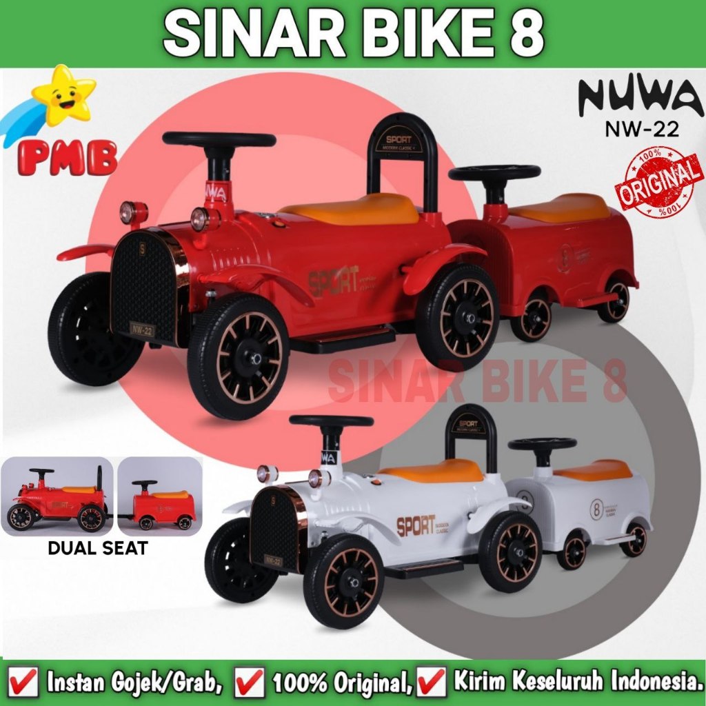 Mobil Mobilan Aki PMB NUWA NW-22  Anak Model Kereta Api Classic Sport Dual