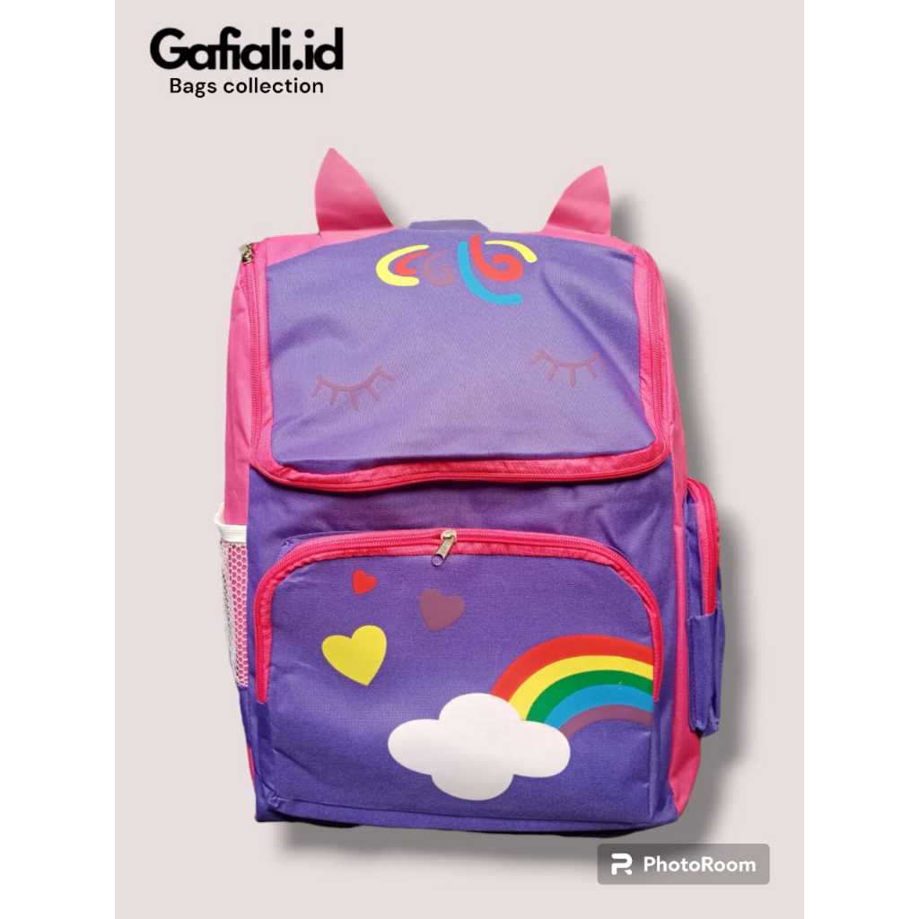 Gafiali.id - NEW EDITION TAS ANAK KARAKTER KUCING UNGU TAS RANSEL TK SD BACKPACK KARAKTER KUCING ANA