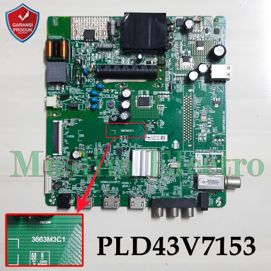 Mainboard LED TV Polytron PLD43V7153 43V7153