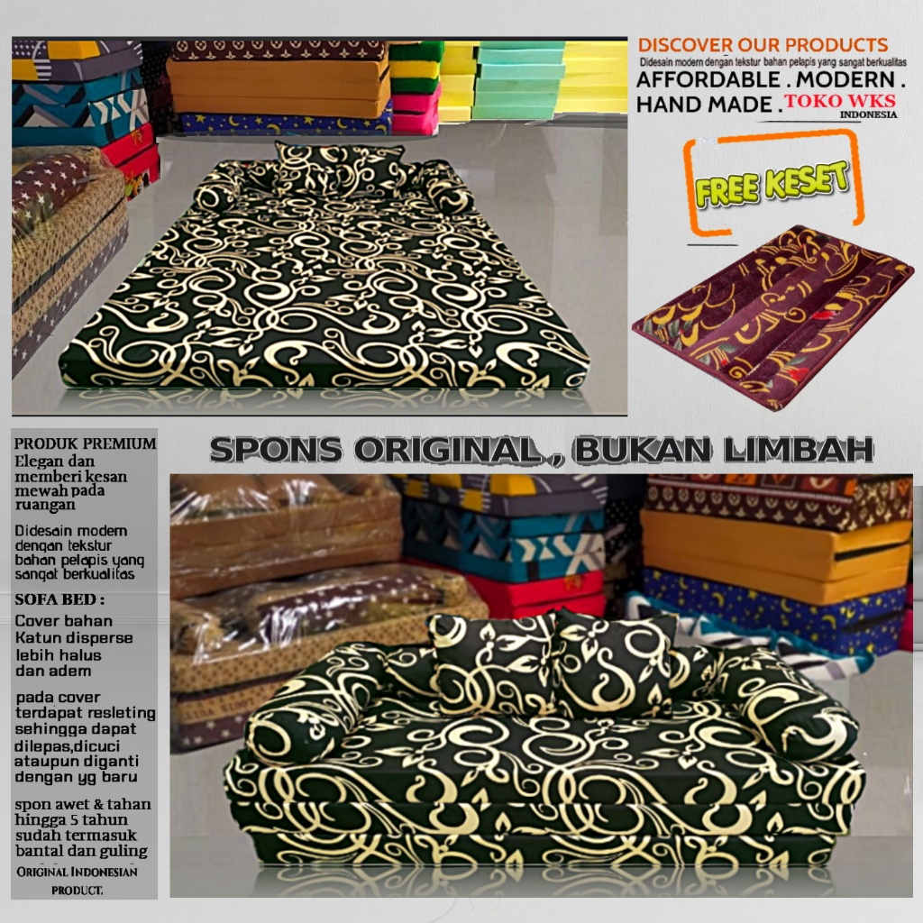 Kasur Lipat Sofa Bed kasur Spon Sopa Minimalis Perlengkapan Rumah Uk.140x180x10cm