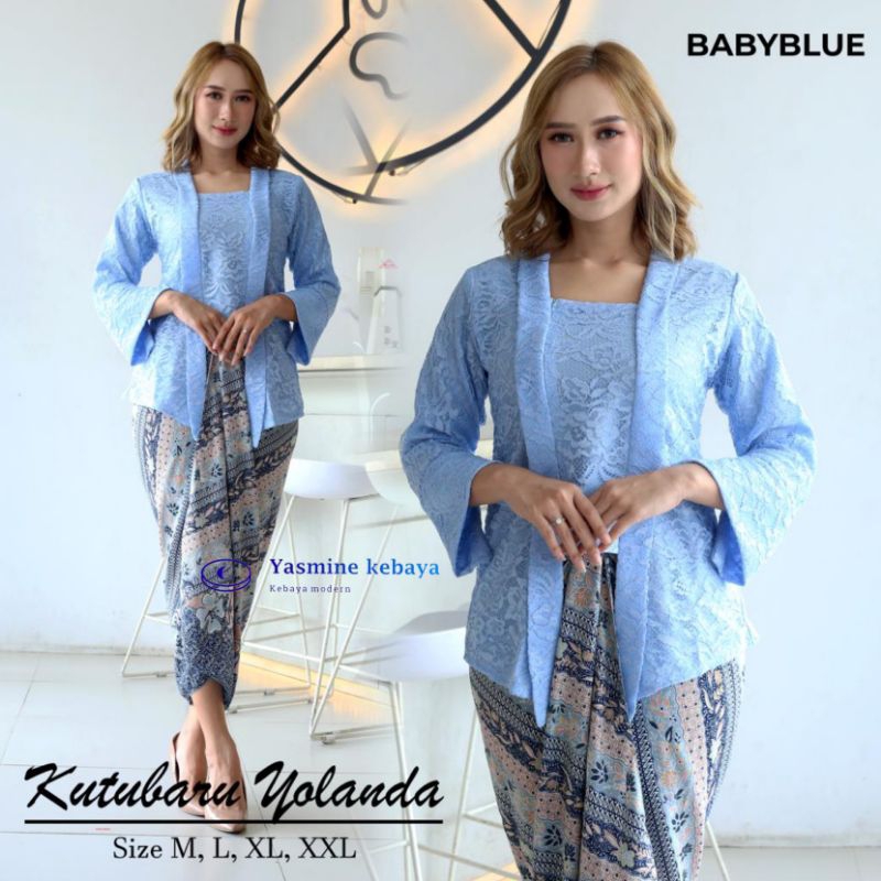 Setelan Kebaya Kutubaru Brokat Modern Set Rok Lilit Batik / Kebaya Kartini / Kebaya Wisuda / Kebaya 