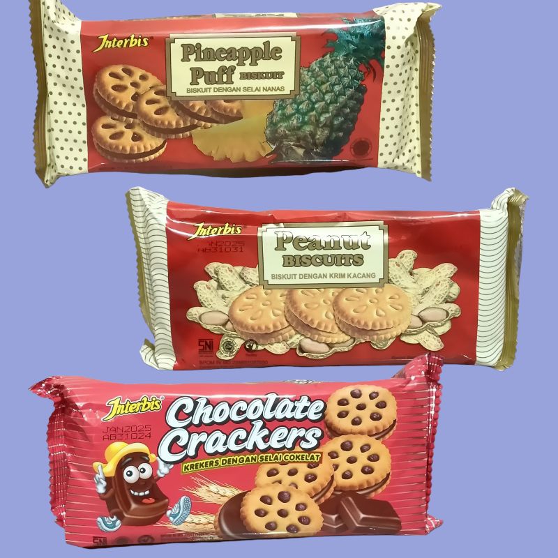 

INTERBIS MINI Peanut Crackers, Coklat 160gr, Pineapple Puff Biscuit 130gr