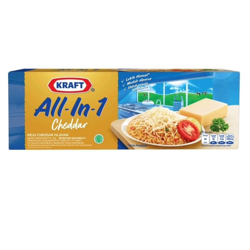 

Keju Kraft Cheddar All In 1 2KG / Kraft Cheddar Cheese / Keju Kraft All In 1/ Keju Kraft Midi / Keju untuk kue dan burger / Keju Kraft Murah / Keju Parut / Keju Cheddar Olahan / Keju Serbaguna