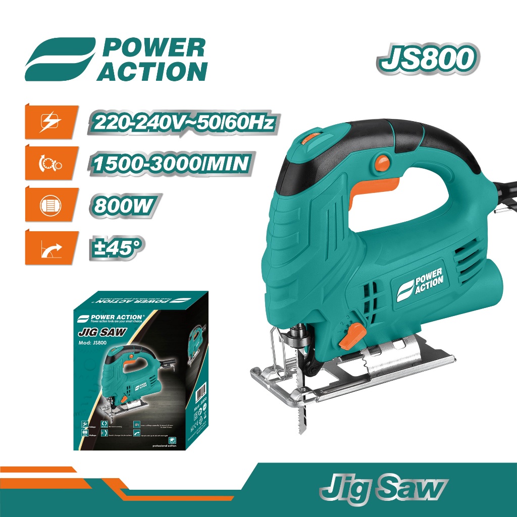 Power Action Jig Saw JS800 Mesin Potong 800 Watt Mesin Gergaji Kayu | Mesin Gergaji Ukir