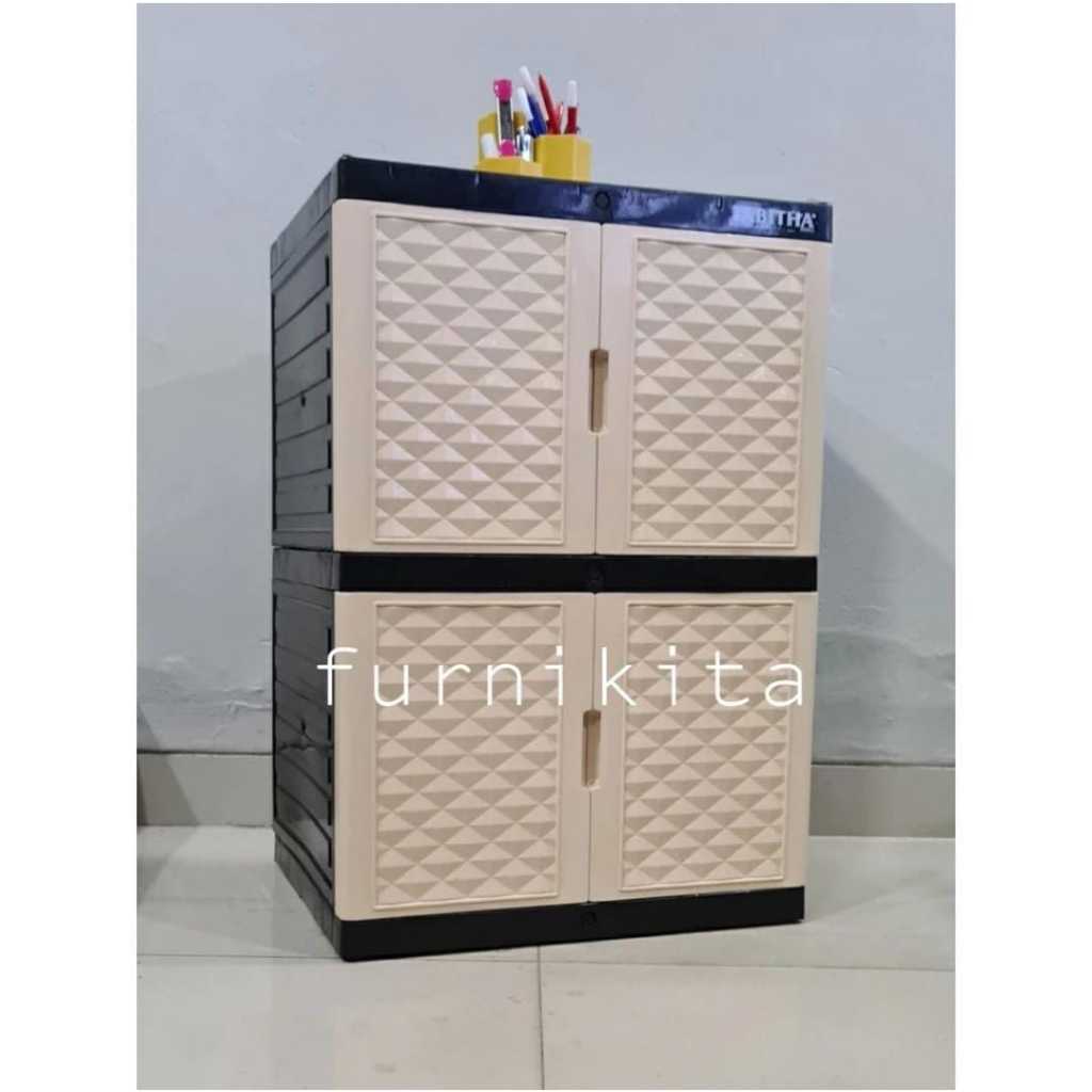 LEMARI PLASTIK SUSUN 2 LEMARI TAS LEMARI SEPATU RAK BUKU