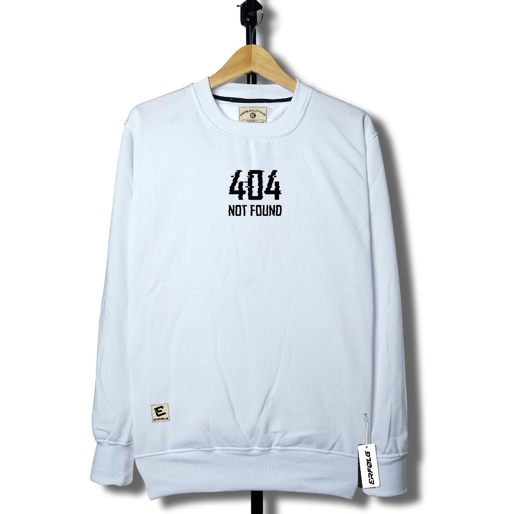 ERFOLG Sweater Crewneck Pria Wanita Original Distro Lokal Switer Oblong Cowok Putih Hitam Basic Sabl