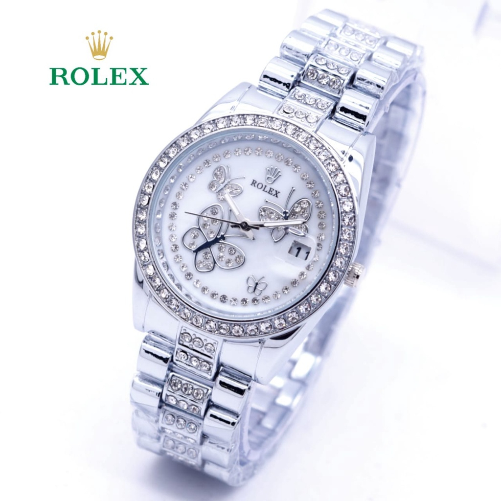 Jam Tangan Wanita Rolex Kupu Butterfly Rantai