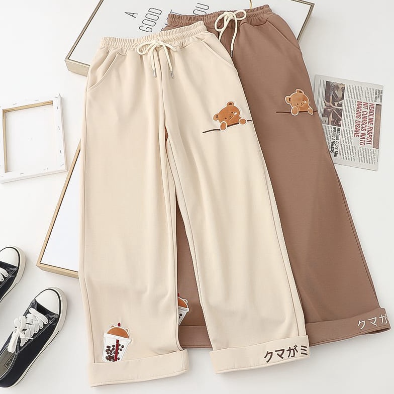 NB9 Vallina Outfit - Boba Pants Jogger Cullote Fleece Tebal Bawahan Celana Kulot Highwaist Korean St