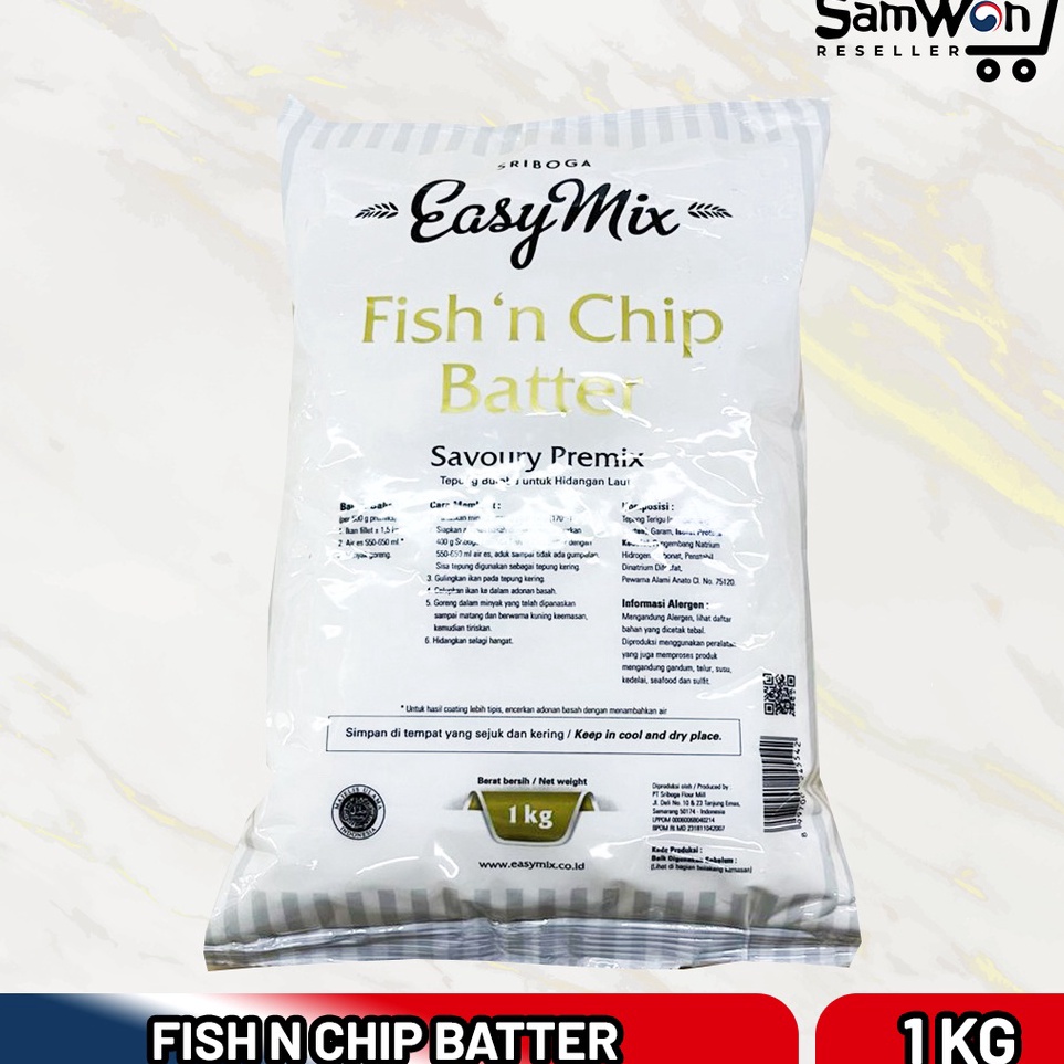 

Ready Sriboga Easymix Fish'n Chip Batter 1kg - Tepung Ikan Goreng