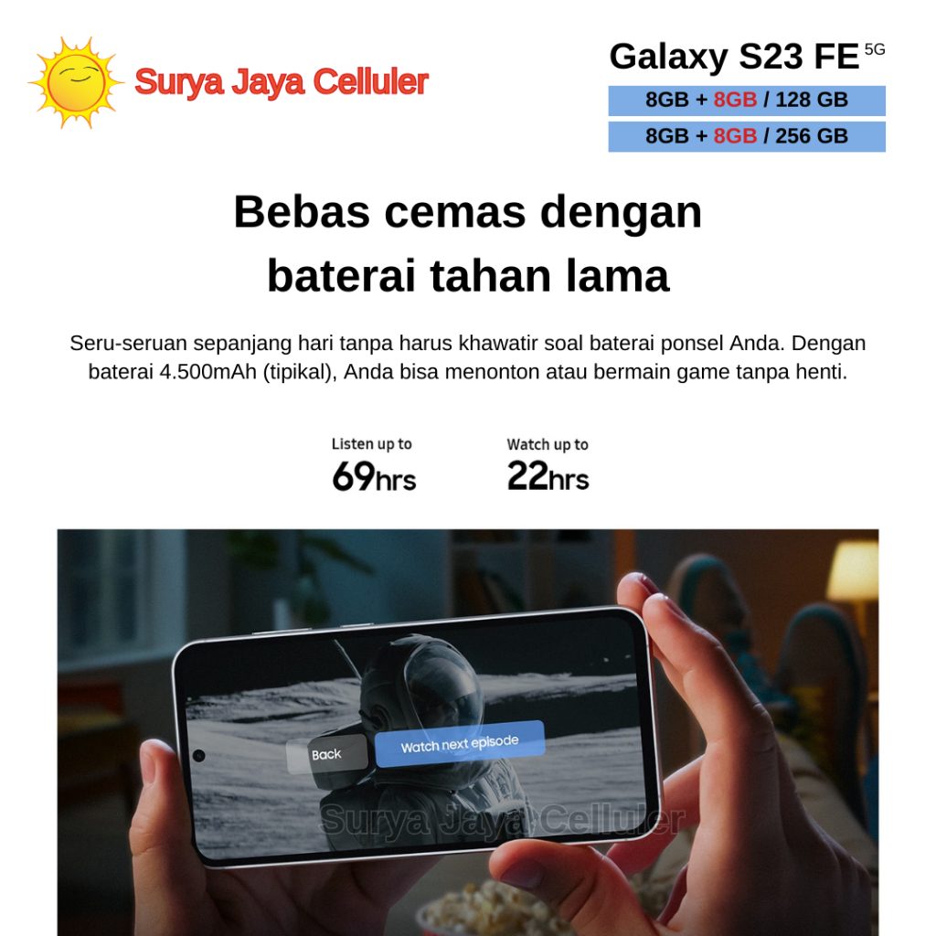 Samsung Galaxy S23 FE 5G 8/256GB, S23 FE 5G 8/128GB (Garansi Resmi Samsung)