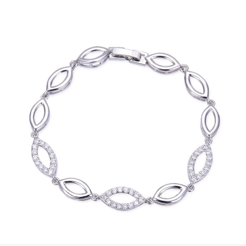 gelang titanium silver model permata crystal