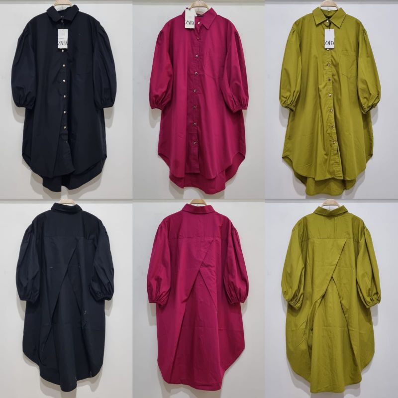tunik kemeja zara silang oversize premium