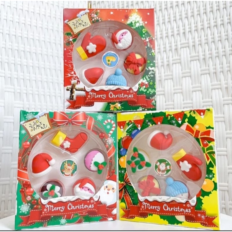 

Penghapus Natal 1Set Isi 5 Pcs Penghapus Santa Clause Alat Tulis Sekolah Kado Natal Unik Termurah