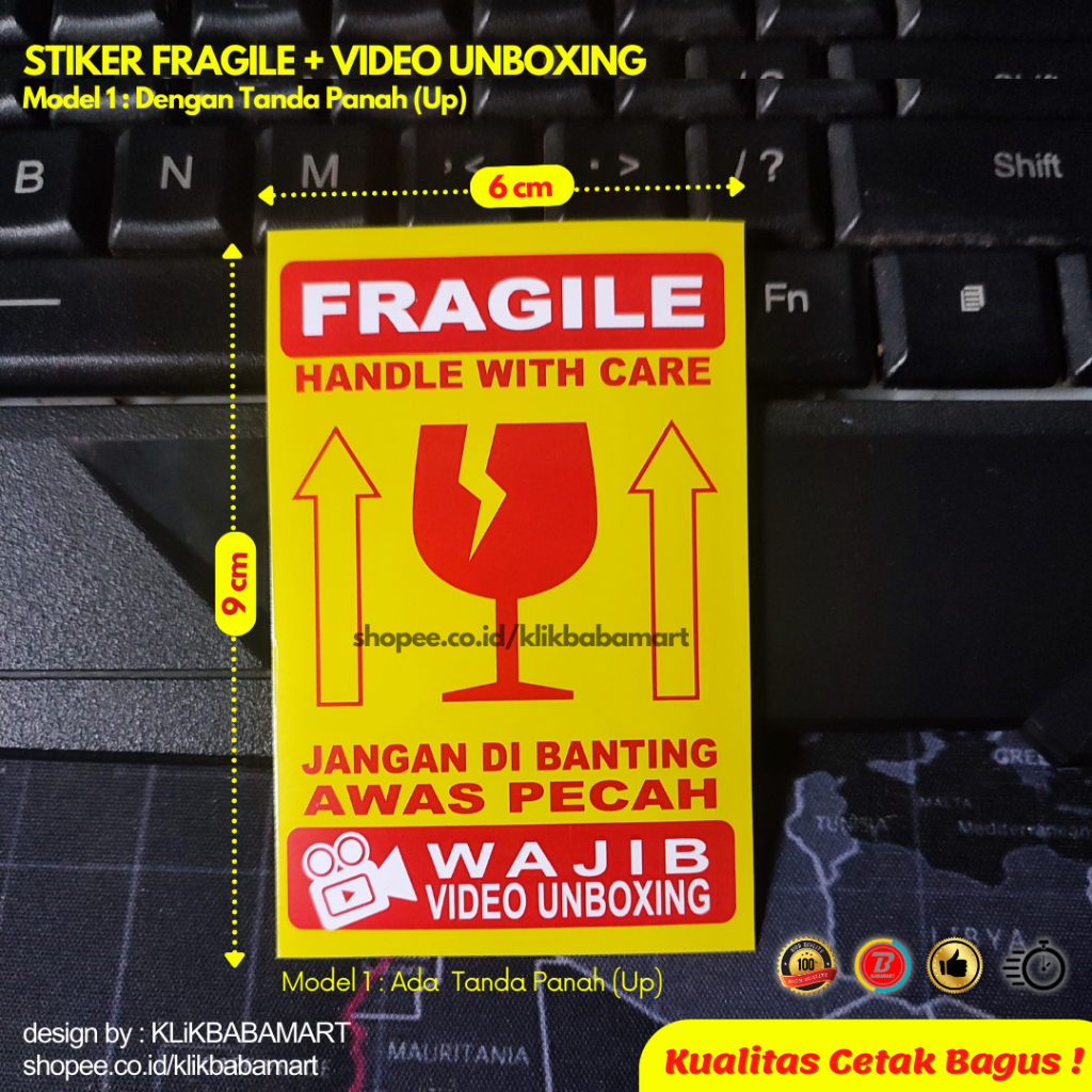 

Sticker Fragile Video Unboxing Chromo 6x9 cm isi 25 pcs