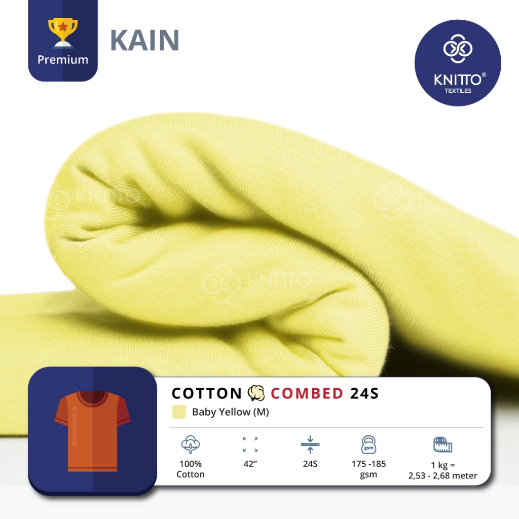 KAIN KAOS COTTON COMBED 24S BABY YELLOW ( BAHAN KAOS ) - KNITTO