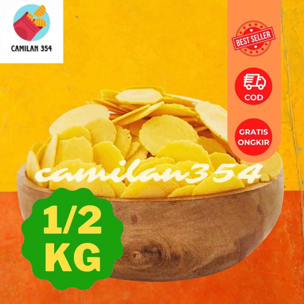 

[500GRAM] Opak Dolar Bulat Manis - 1/2kg / Kue Dollar / Simping Panggang Manis Renyah / Kue Kering Lebaran / Snack Kiloan