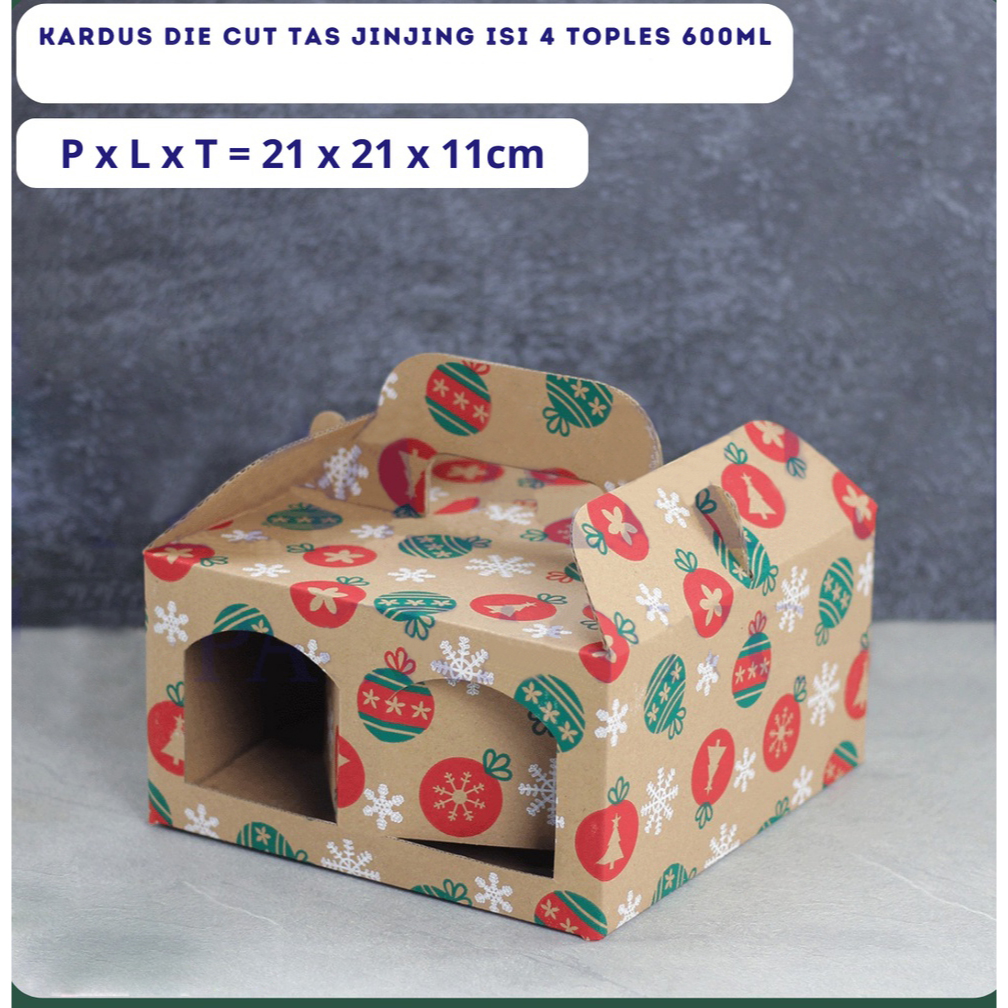 

10Pcs Box Jinjing Packaging Hampers Cookies 21cm x 21cm x 11cm Dus Parcel Kue Kering 4 Toples Jar 600ml