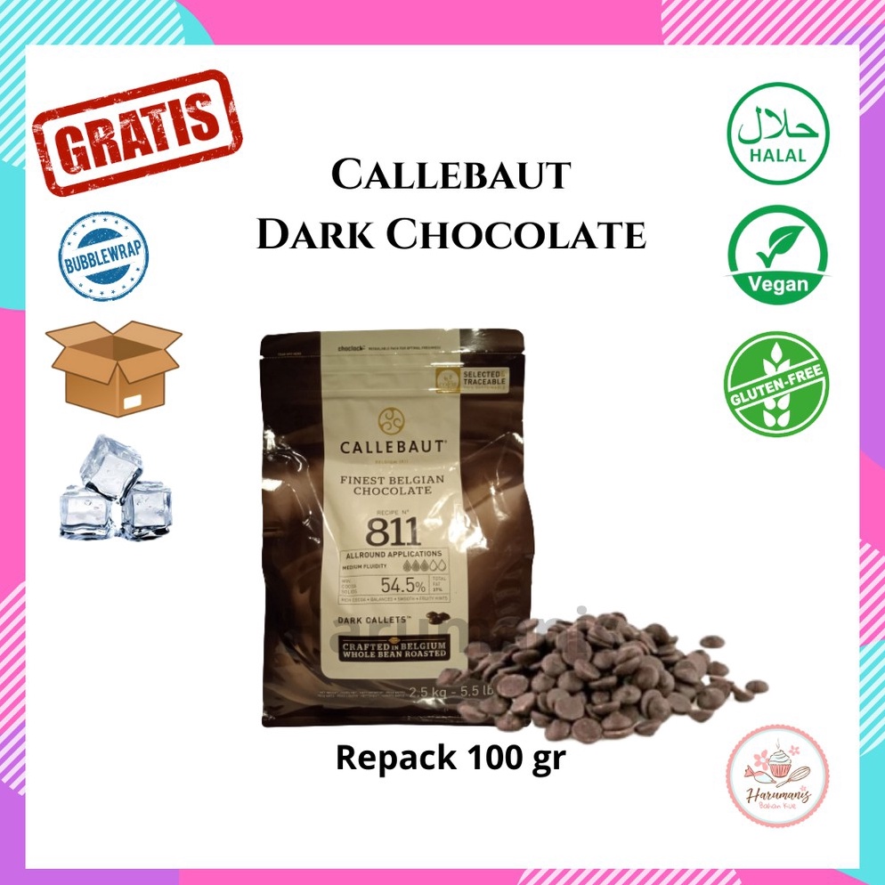 

WB95 Callebaut Dark Chocolate Couverture 811 54,5% 100gr ➠Model Baru