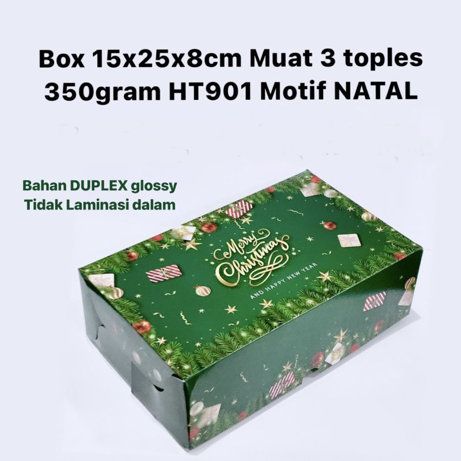 

(10 pcs) kardus toples kue kering 350gr isi 3 box bolu gulung natal dus brownies christmas xmas ukuran 15x25x8cm