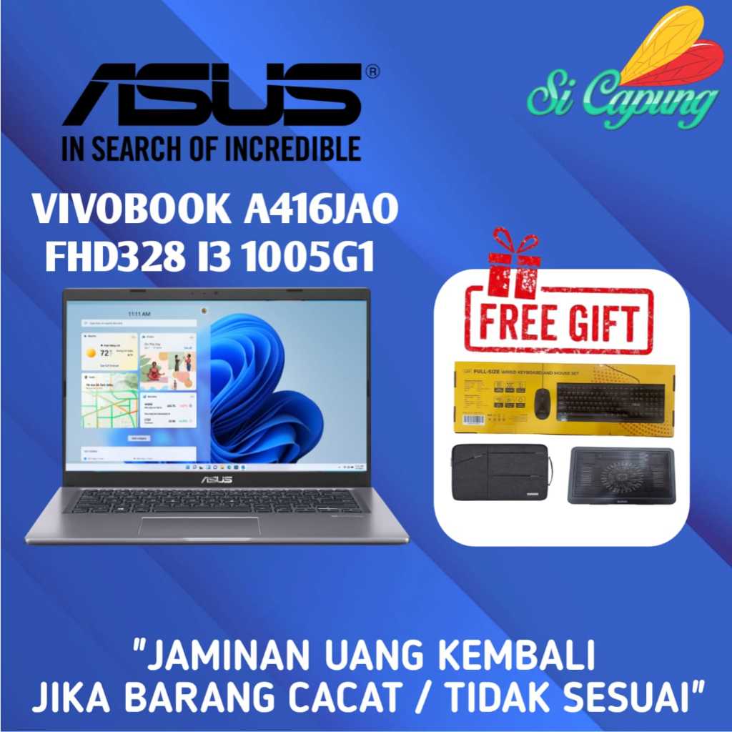 Laptop Asus A416JAO FHD328 Core i3 1005G1 RAM 8GB SSD 256 GB 14" FHD