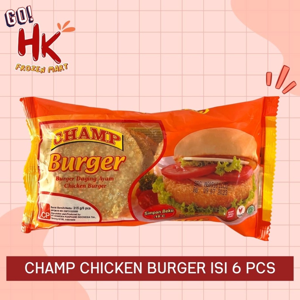 

Champ Chicken Burger isi 6 | naget ayam katsu nugget goreng 315gr HK Frozen Mart