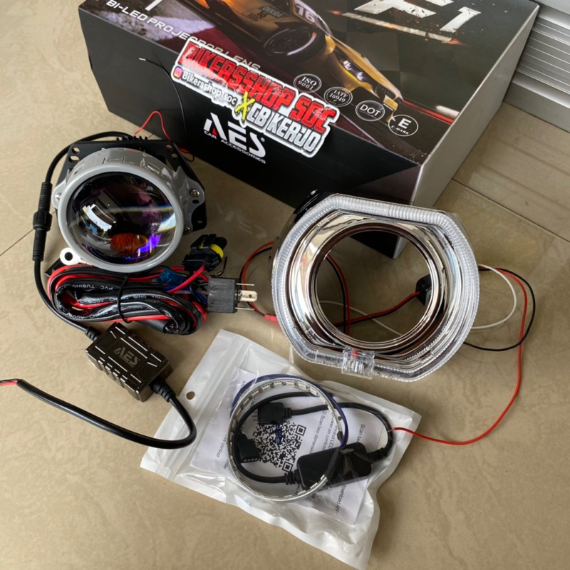 paket Biled Aes F1 set devil demon rgb dan shroud 3inch projector biled aes F1 3inch