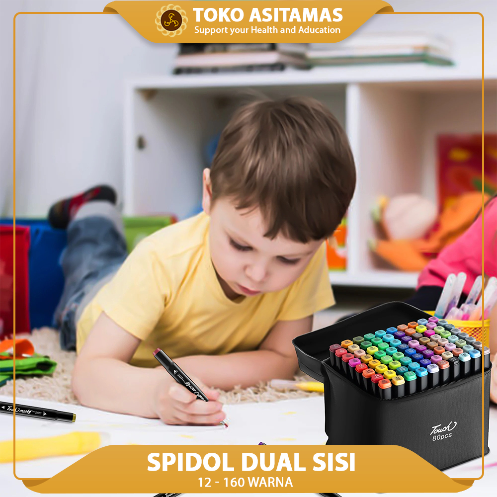 

SPIDOL WARNA WARNI 1 SET DUA SISI ALAT MEWARNAI ANAK PEN MARKER COLOR FINE ART BRUSH GENERAL ANIME