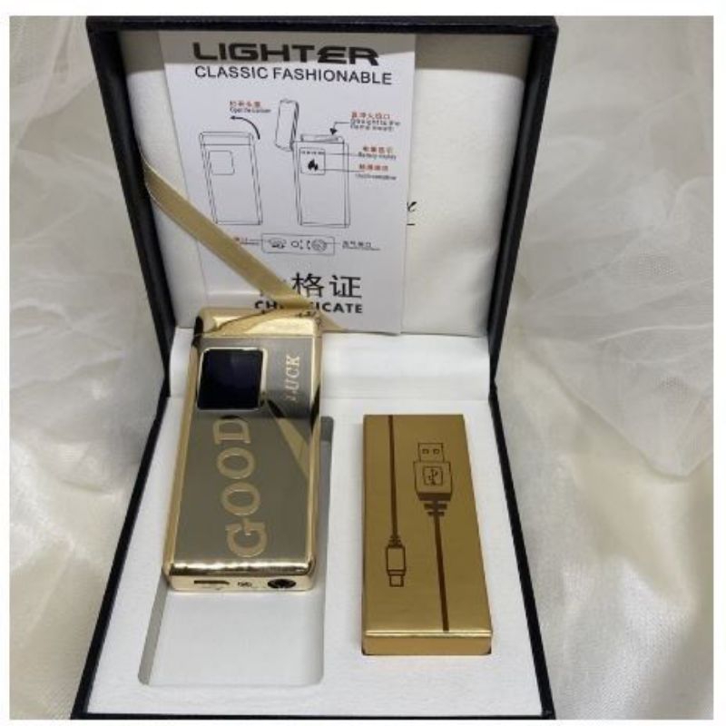 Korek Api Las Gas Touch USB Good Luck Gold JM19 Korek Elektrik.