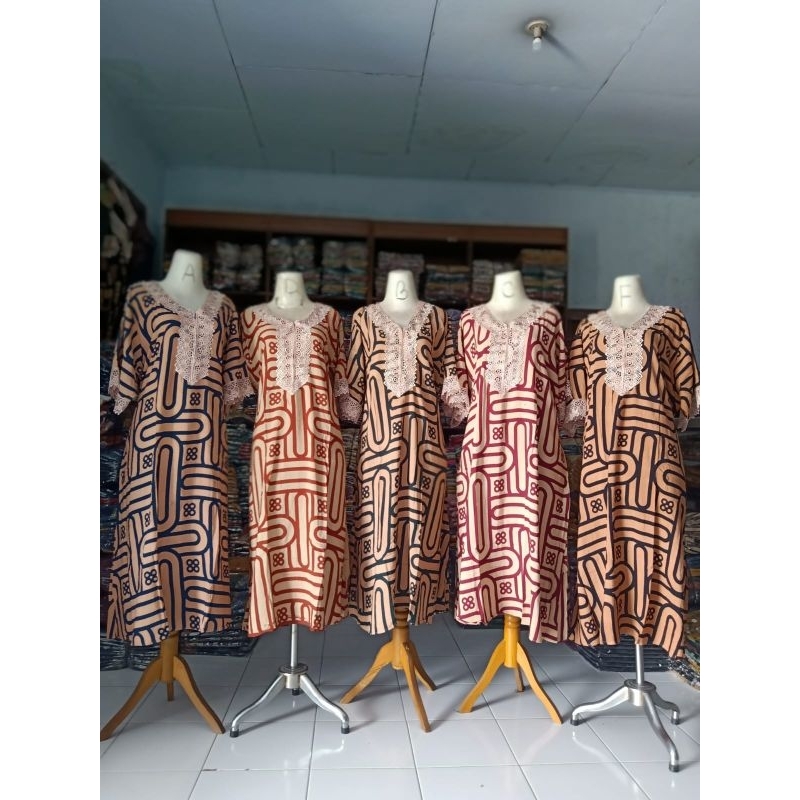 Batik Ma shella Daster Renda Jumbo, Bahan Rayon Tebal