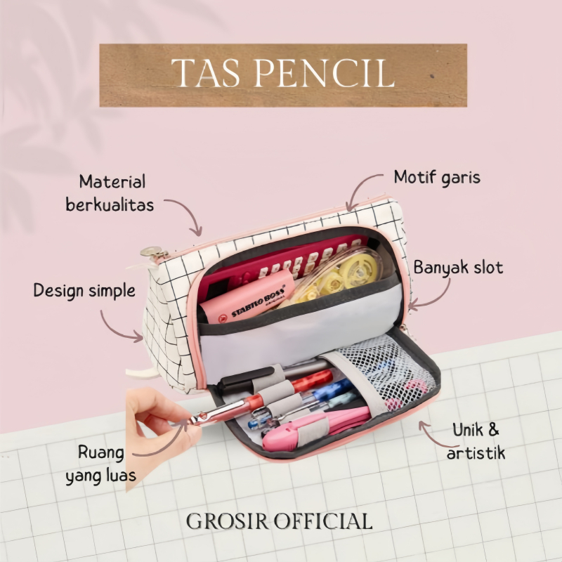 

Tempat Pensil/Tas Pena Berkapasitas Besar Minimalis Tas Penyimpanan Multifungsi YuanYuan Mell