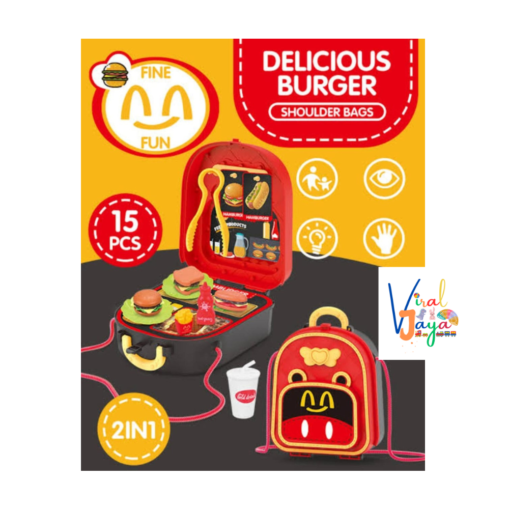 Mainan Edukasi 2in1 / Mainan Tas Burger / Mainan Mcd / Mainan PlaySet / Mainan Masak / Masak-Masak