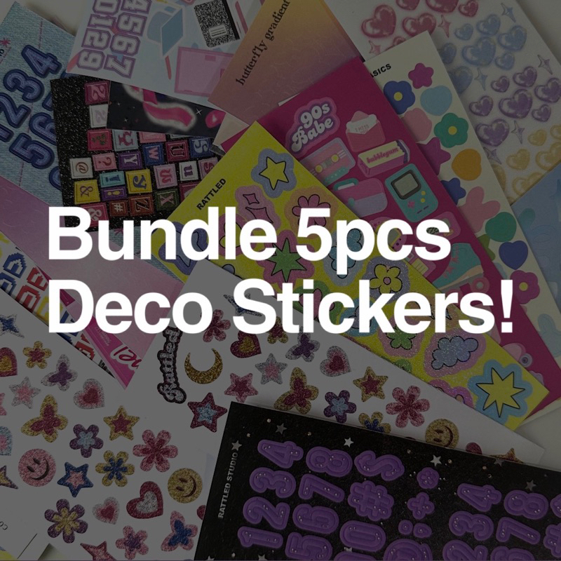 

BUNDLE 5 PCS DECO STICKER SET BY RATTLED STUDIO | DECO STICKER - STIKER KPOP PHOTOCARD DECORATION / JOURNALING / JURNAL