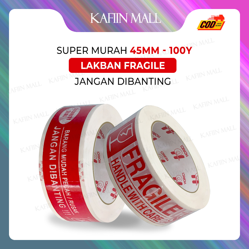 

HORICI TAPE 45MMx100Y lakban Fragile Jangan di banting Isolasi Mudah Pecah Belah Aneka varian termurah satuan