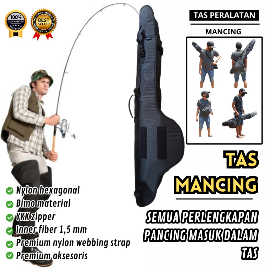 tas pancing Selempang Kuat Bahan Tebal Premium aksesoris keren Ransel Terbaik Jumbo 4 Joran kantong 