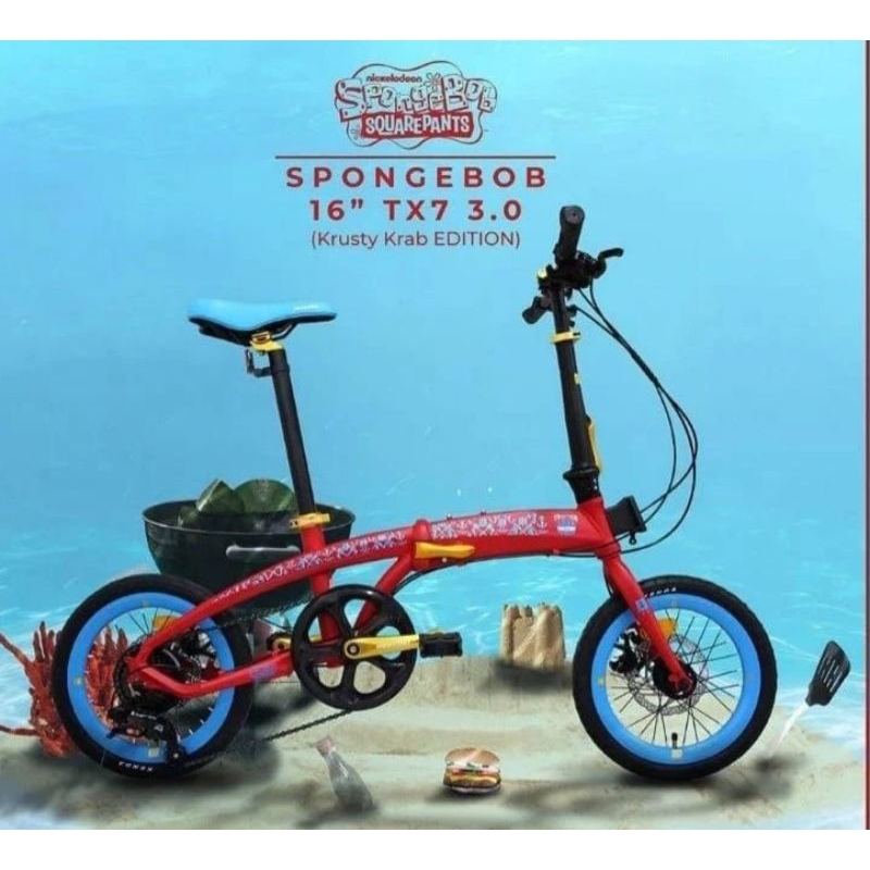 Sepeda Lipat 16 Inch Maximo spongbob TX7 3.0 7 bx8 3.0 Speed