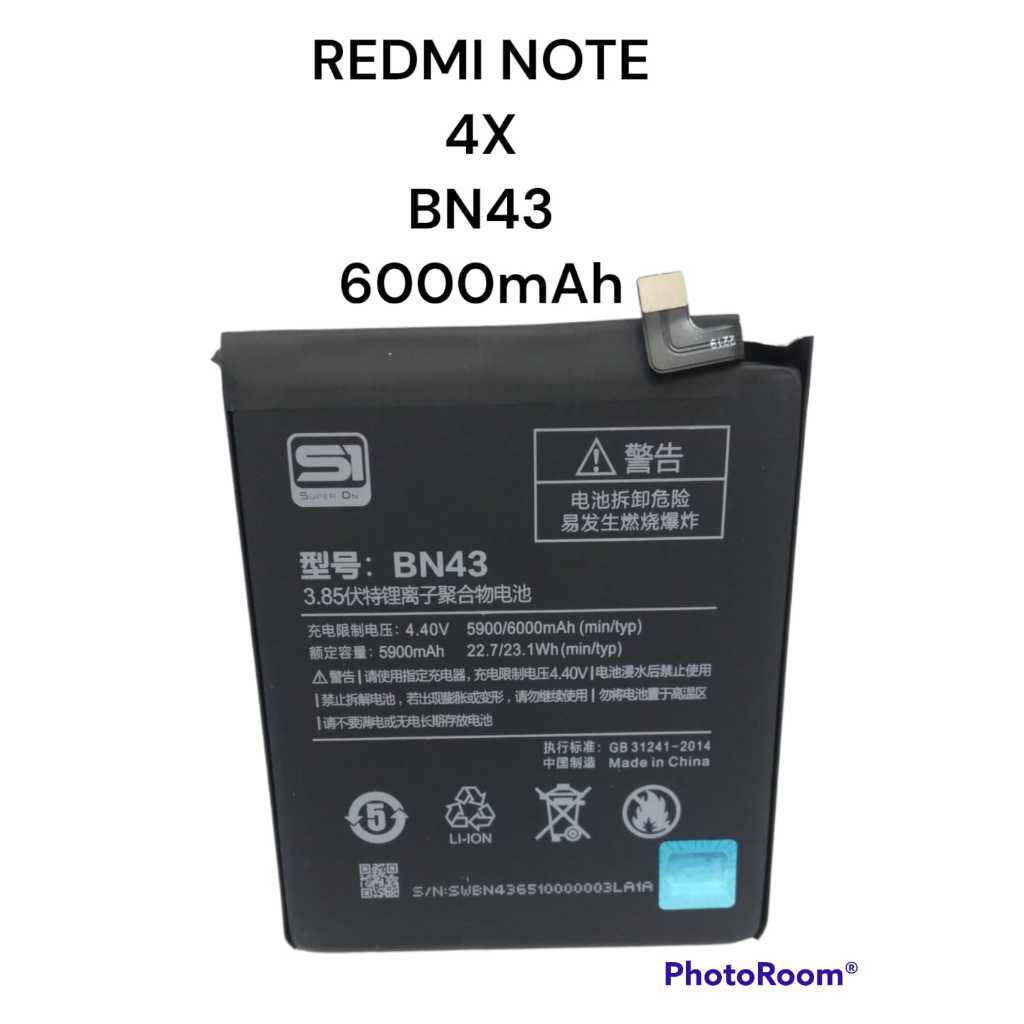BATERAI DOUBLE POWER SUPER ONE XIAOMI REDMI NOTE 4X BN43 / BATRE REDMI NOTE4X BN 43