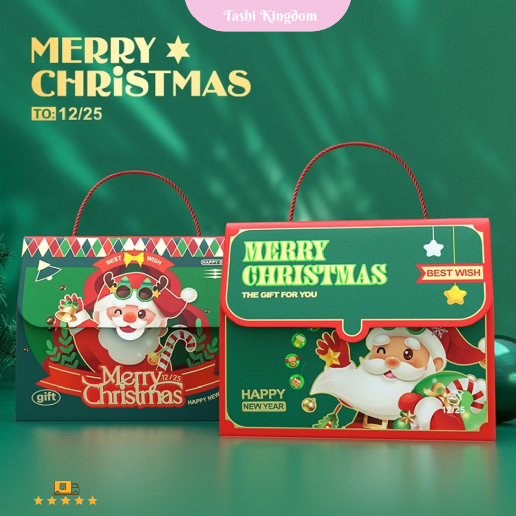 

Box Tenteng Natal Kantong hadiah motif santa PaperBox natal hampers christmas kotak gift natal tas kado natal