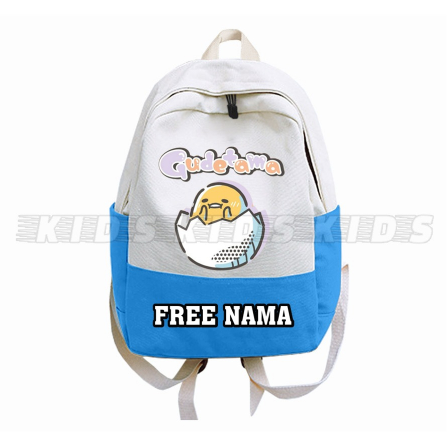 Tas Anak sekolah Ransel Anak Laki Laki Perempuan Gudetama Backpack Unisex Gudetama Free Nama