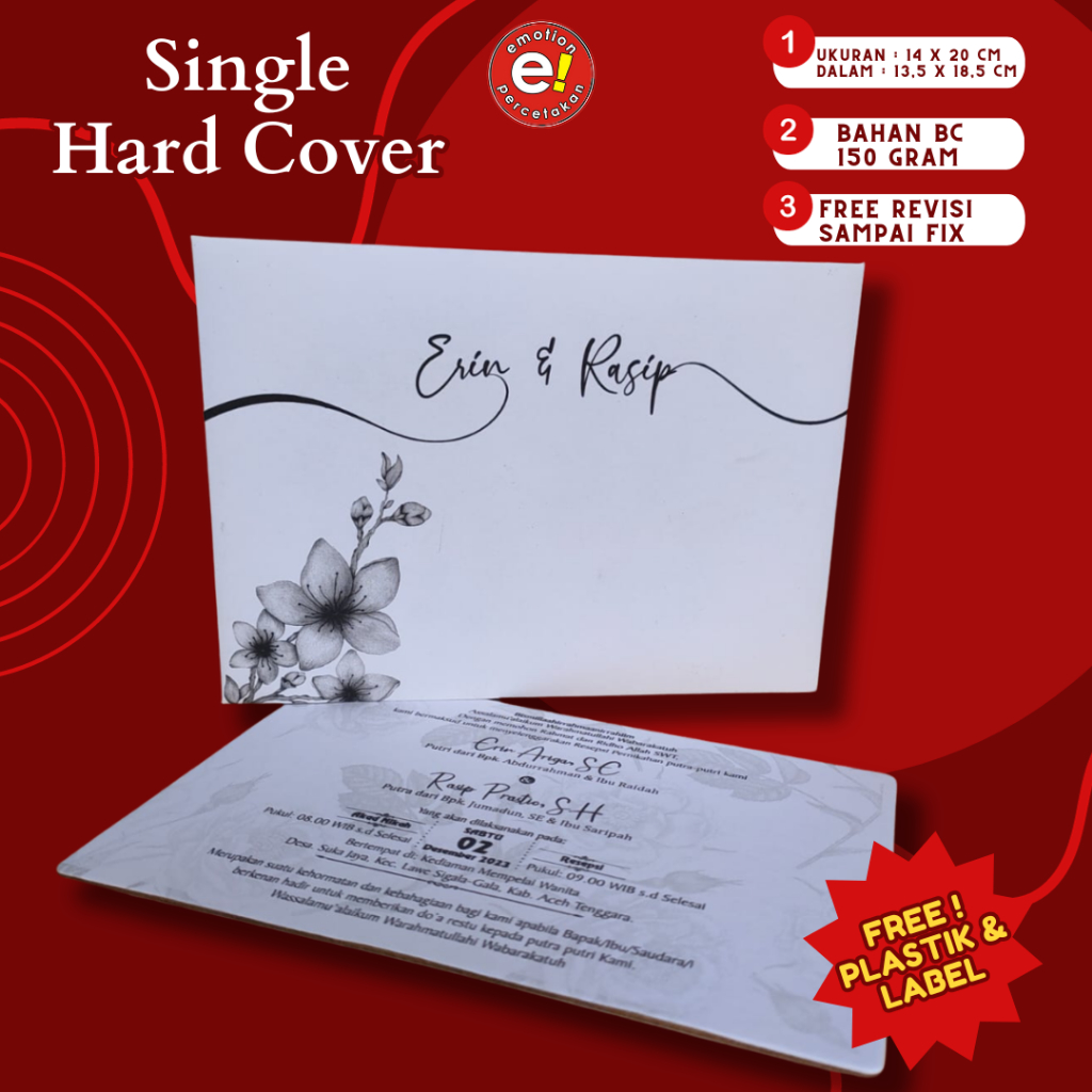 Undangan Pernikahan Hard cover Unik, Black & White, Simpel, eleghant, anti ribet, Wedding Invitation