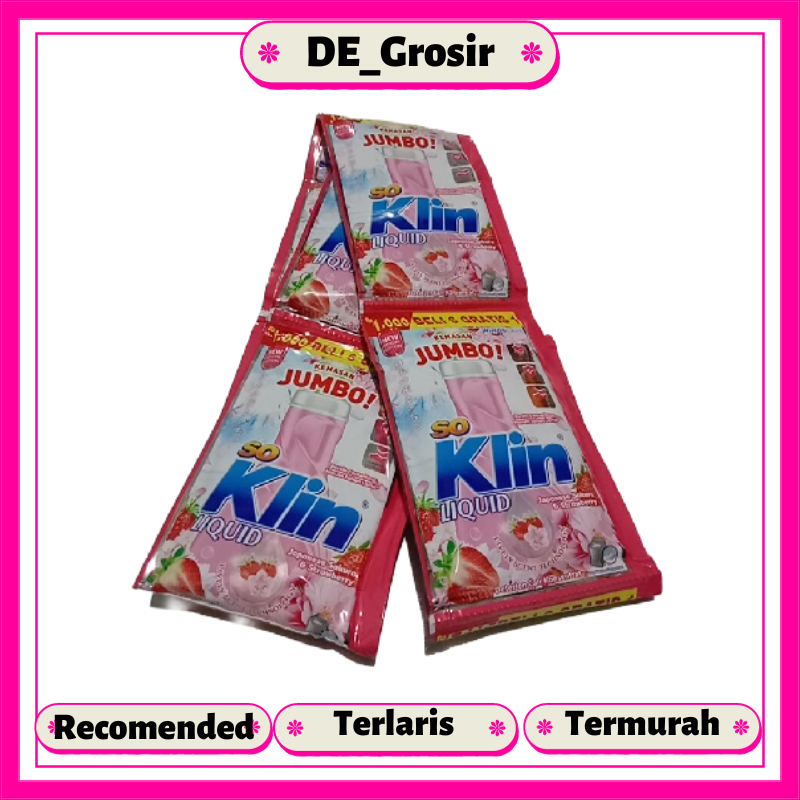Soklin Liquid Deterjen Cair Sakura Strawberry Sachet 40ml Dapat 1 Renceng Isi 6 Pcs