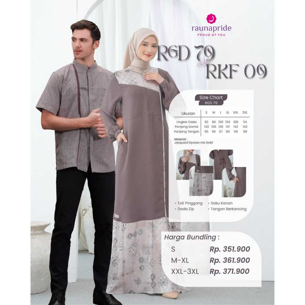 Couple Rauna RGD 79 & RKF 09 - Gamis Dan Koko Dewasa by Raunapride Original