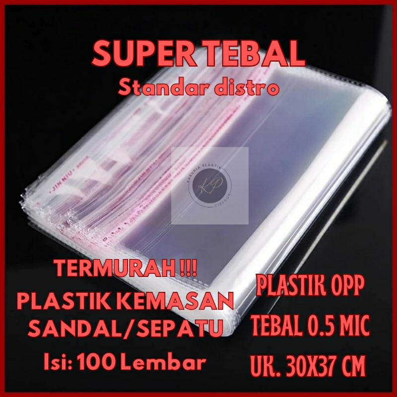 

PLASTIK OPP KEMASAN SANDAL SEPATU TEBAL 0.5 UKURAN 30X37 PLASTIK OPP LEM DOUBLE SEAL