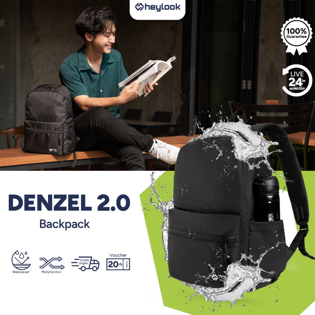 [PRODUK TKRH082] HEYLOOK Official - Tas Ransel Laptop DENZEL 2.0 Waterproof Backpack Pria Wanita Tas