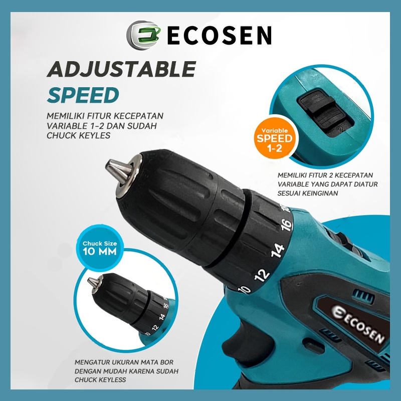 ECOSEN MESIN BOR BATERAI TANGAN 98V BOR LISTRIK BOR CAS BOR MINI BOR PORTABLE BOR PORTABLE OBENG