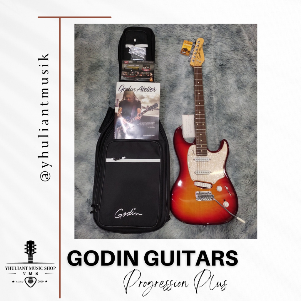 Godin Progression Plus Cherry Burst Flame RN Guitar Electric original made in Canada