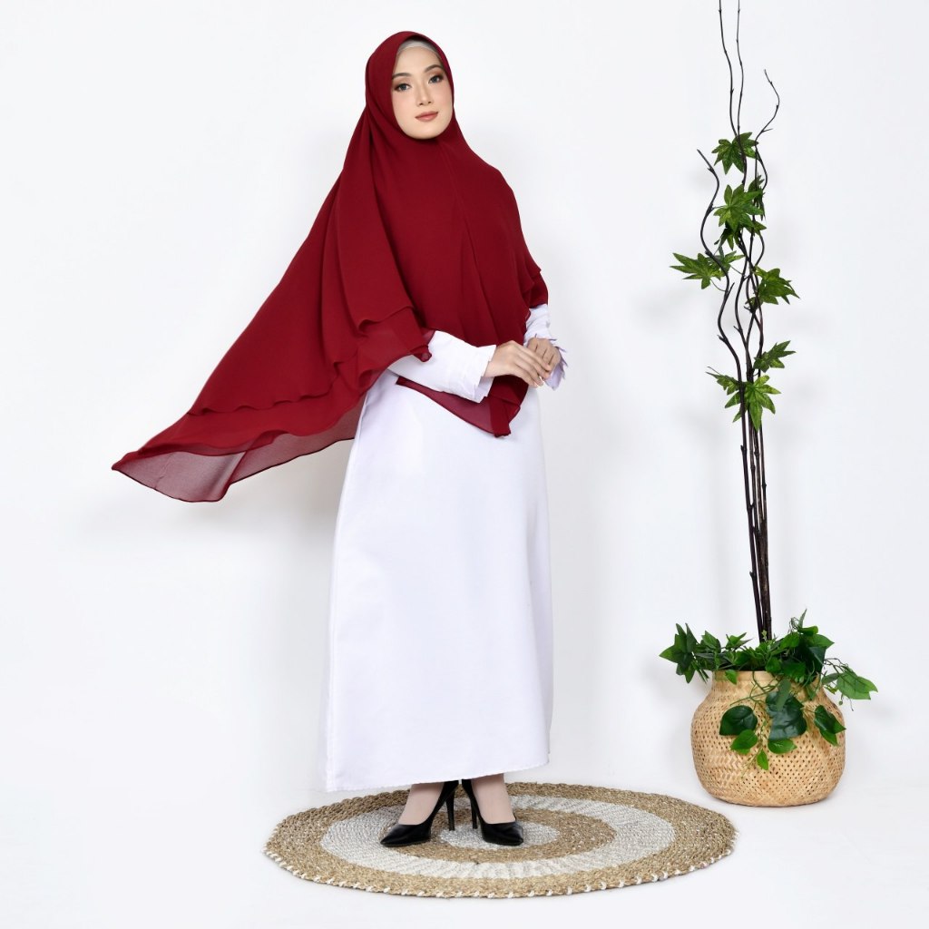 Sabrina Khimar Syari Tiga Layer Maron