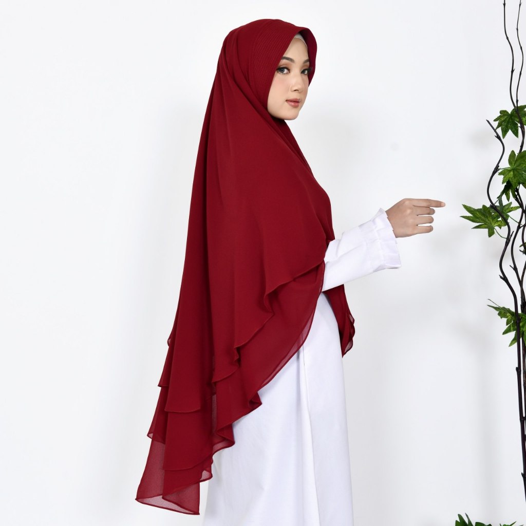 Sabrina Khimar Syari Tiga Layer Maron