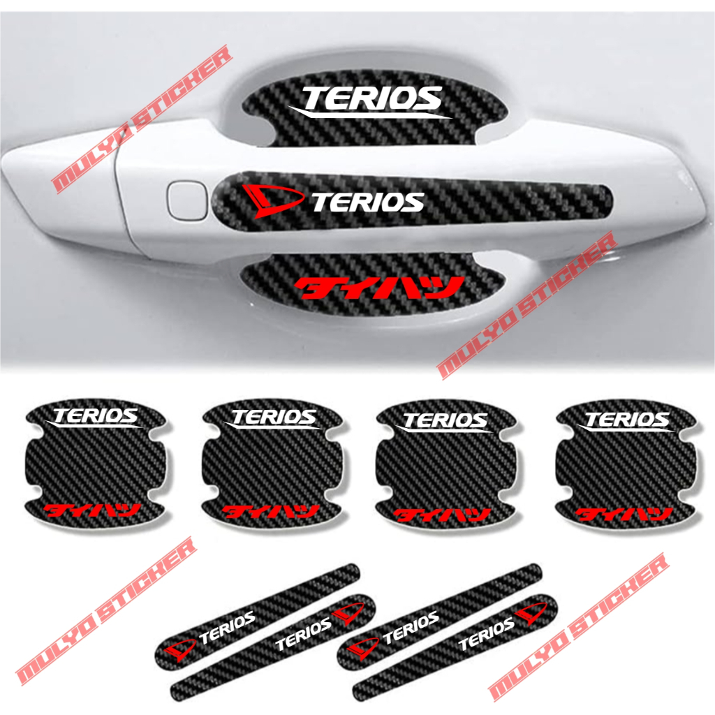 NEW 8pcs stiker carbon handle pintu mobil daihatsu terios stiker pelindung handle pintu mobil DAIHAT