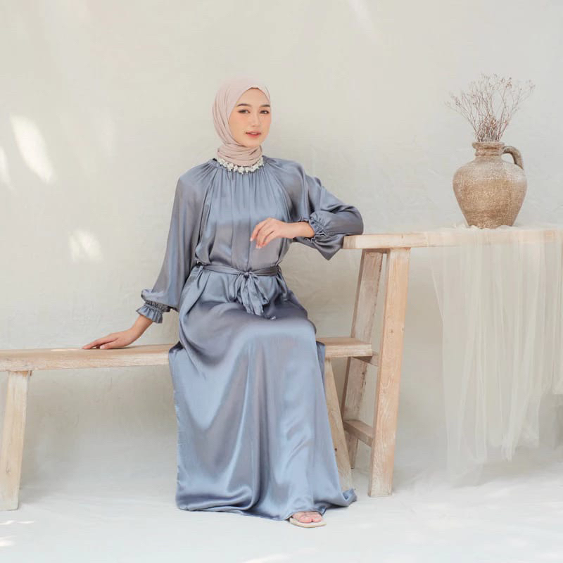 Casandra Dress Shimmer Silk / Gamis Cradenza Shimmer Silk Busui Frendly / Midi Dress Cradenza Shimer