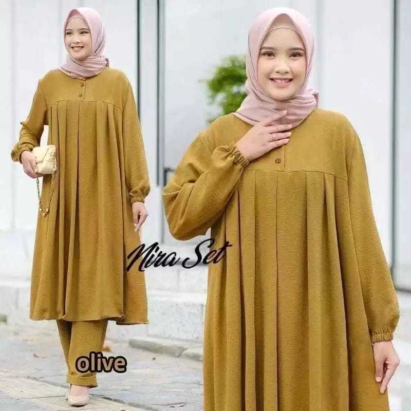 SETELAN NIRA SETCEL LONG TUNIK / SETELAN WANITA MODERN KEKINIAN TERBARU/ SETCEL PEREMPUAN DEWASA